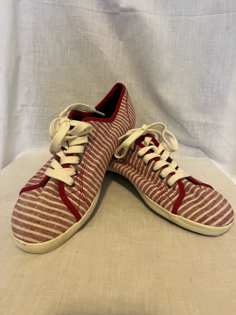 Nautica Striped Red & White Lace-Up Sneakers